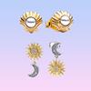 S925 Silver  Two-tone Reversed Sun & Moon Seashell Stud Earrings for Women Fashion Jewelry Birthday Gifts