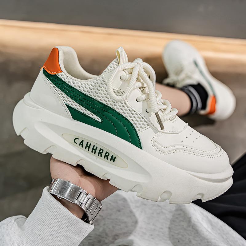 Мужская обувь весна-лето 2025 новый тренд круглый носок универсальная дышащая платформа спортивный досуг сочетание цветов удобная мужская обувь