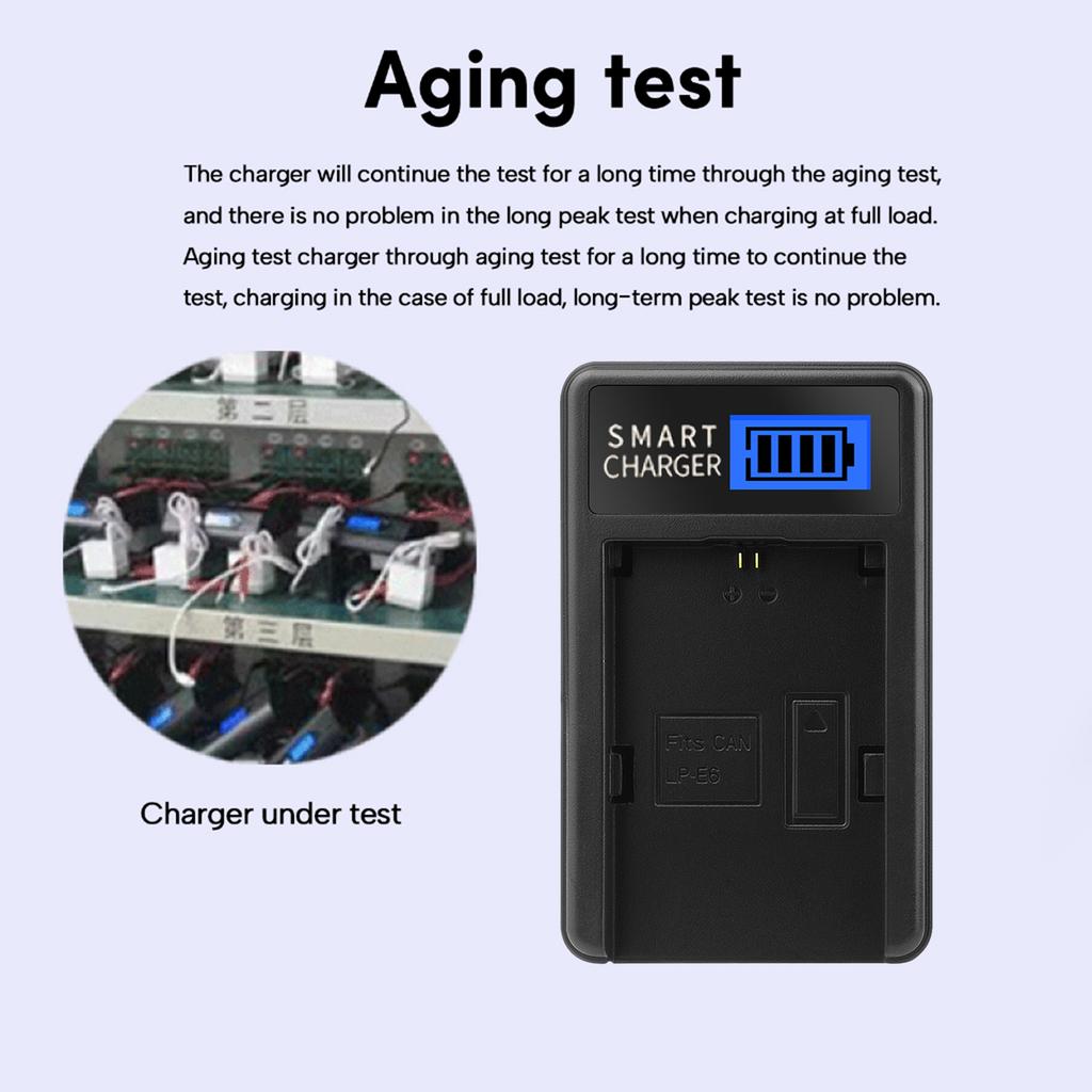 LP-E6 LPE6 LP E6 USB Battery Charger with LCD Screen Replacement for EOS 5D Mark II EOS 5D Mark III EOS 5D Mark2