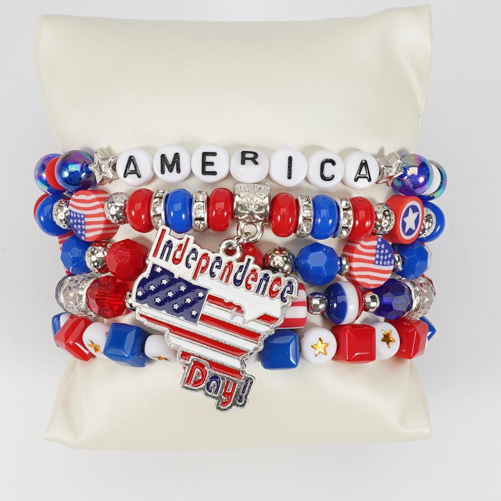 4th of July Bracelets USA Bead Bracelet American Flag Bracelets Patriotic Independence Day Bracelet