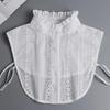 "Elegant Women's Jacquard Cotton Detachable Stand Collar with Ruffle Detail"
