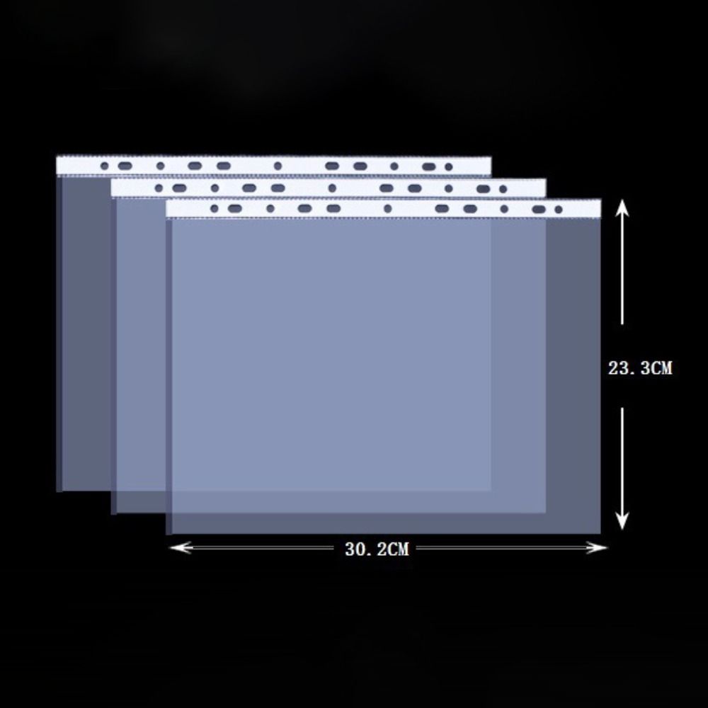 100PCS Transparent A4 Loose-leaf File Pocket 11 Holes File Storage Protective Film