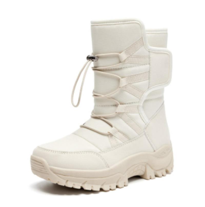 Зимние уличные сноубутсы большого размера, дорожные ботинки средней высоты для мужчин, модные и удобные нескользящие хлопковые ботинки с плюшевой подкладкой