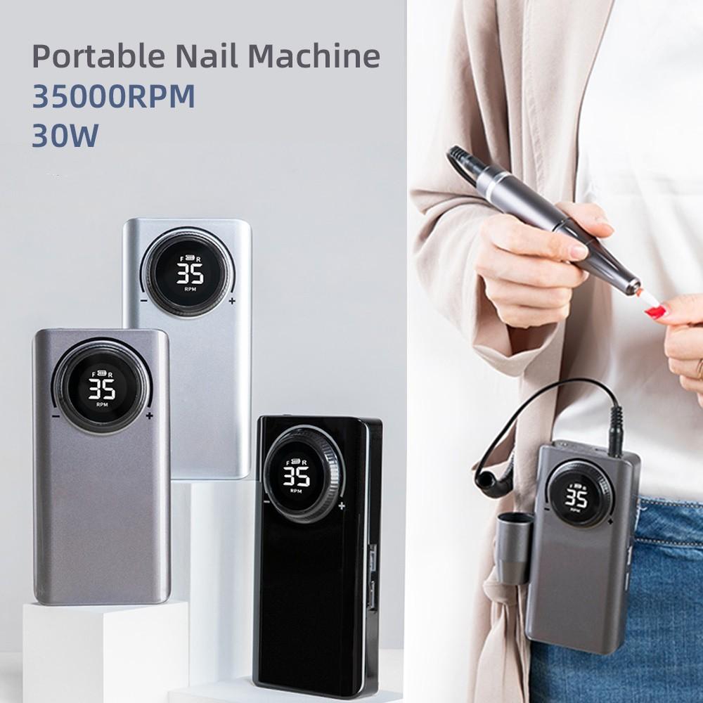 35000 об/мин Перезаряжаемая ЖК-дисплей Инструменты для ногтей Ручка Набор полировщиков для гелевых ногтей Многофункциональная Портативная Электрическая Машинка для Маникюра