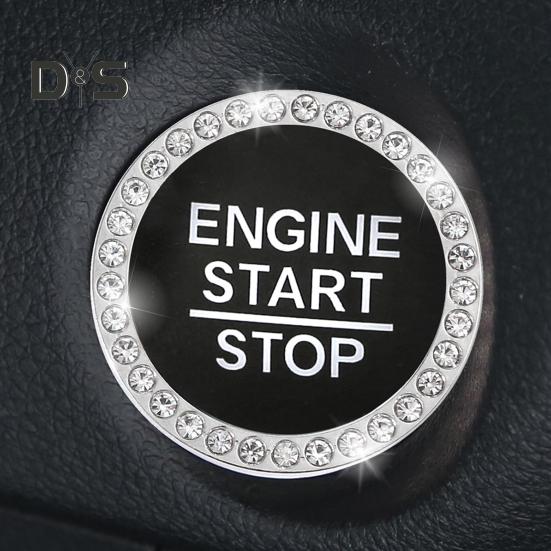 Сверкающее автомобильное кольцо со стразами, наклейка, стильное украшение интерьера, легко установить, материал из сплава, кольцо на кнопку зажигания