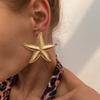 Holiday Pockmarked Three-dimensional Starfish Stud Earrings for Women, Versatile Ocean Wind Beach Metal Ear Jewelry