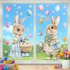 PVC Bunny Glass Electrostatic Film Cartoon Rabbit Happy Easter Bunny Decal  Glass Mirror