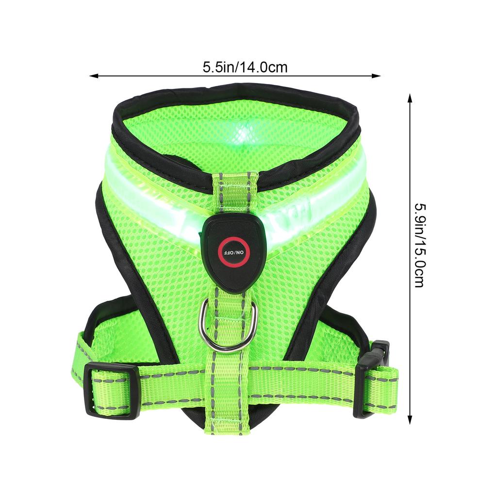 Мягкий жилет для собак, светящийся светодиодный мигающий шлейка для домашних животных, практичный, зеленый нейлон