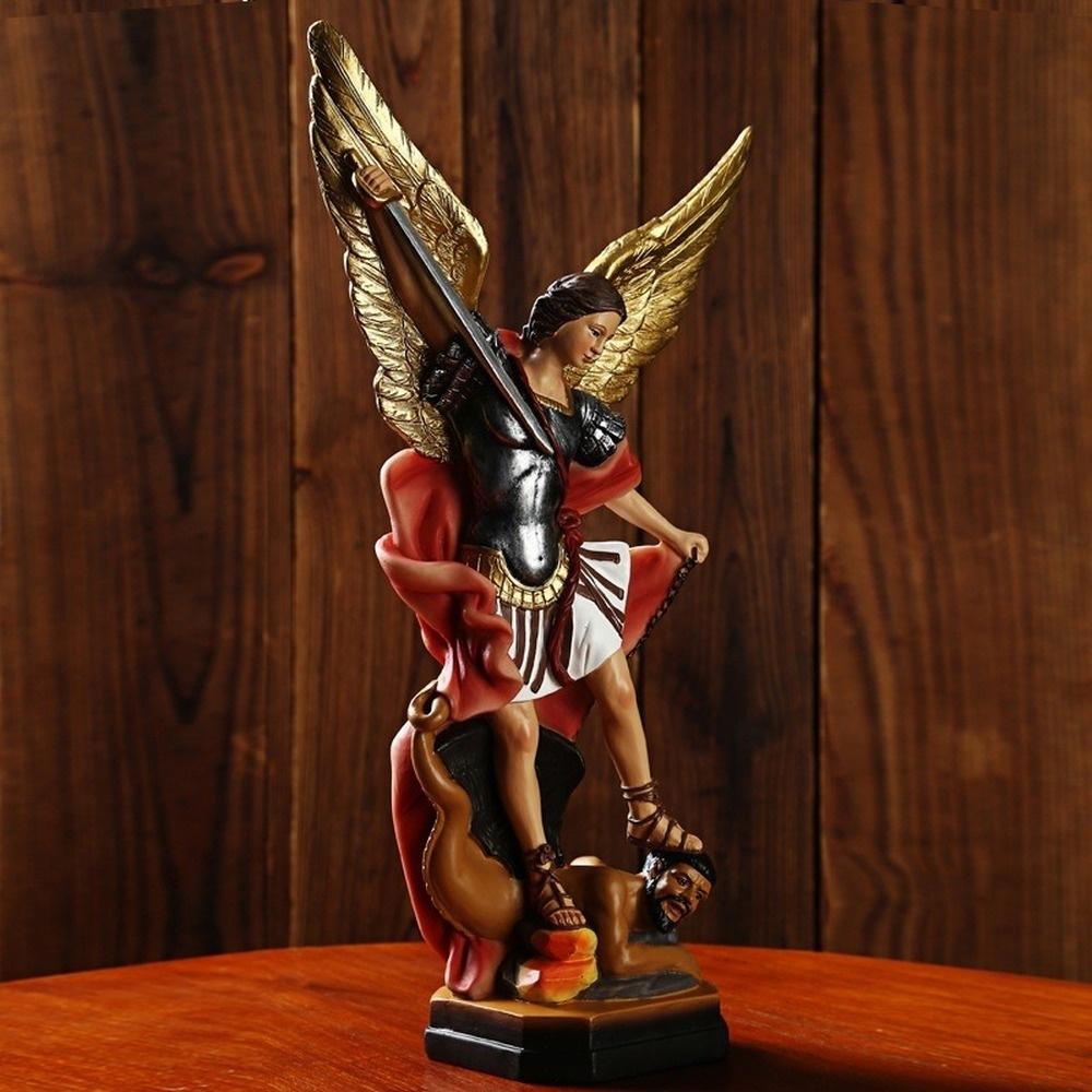 1 шт. Статуэтка Ангела Михаила и Дракона Фигурка Декорация Смоляные Поделки Подарки Украшение для Дома