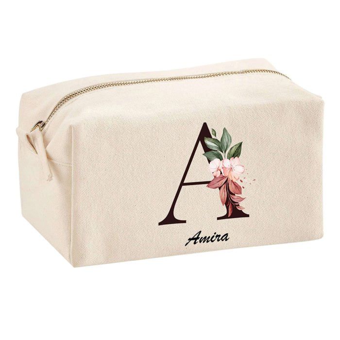 Trousse multifonction Amira Lettre Fleur Cadeau Anniversaire Noël Idée Personnalisé Original | Trousse Scolaire Fournitures Bureau