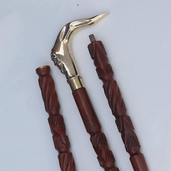 Твердая трость с ручкой в виде головы Санта-Клауса, деревянная трость для ходьбы