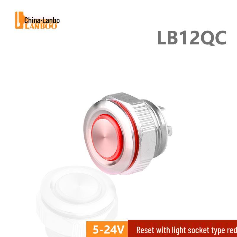Blue Wave 12QC High-Current Ultra-Thin Metal Push Button Switch, IP65 Waterproof with Tactile Light Touch
