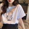 Summer Round Neck Bear Cotton Short-Sleeved T-shirt Couple's Loose Casual Thick Top