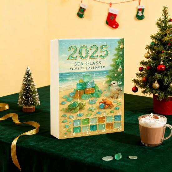Рождественский адвент-календарь «Рождественская елка из морского стекла» 2025 24 дня Праздничный обратный отсчет