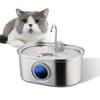 3.2L Нержавеющая сталь кошачий фонтанчик с окошком уровня воды, диспенсер для питья для кошек