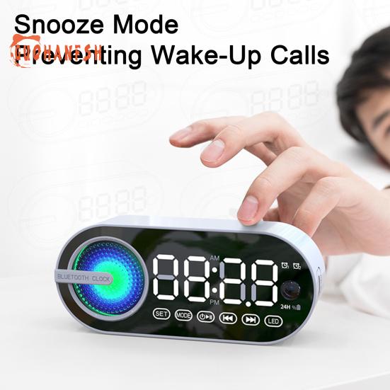 Портативная Bluetooth-совместимая колонка 5.0 с великолепными зеркальными часами, улучшенными басами и захватывающим стереозвуком — беспроводная колонка