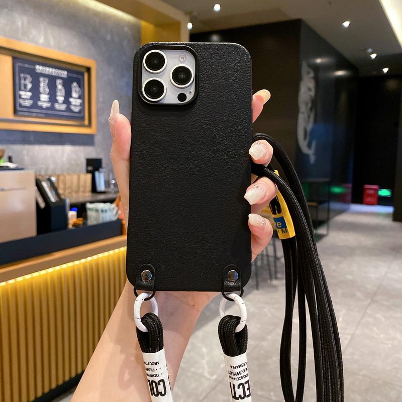 Модный мягкий чехол-ремешок из ТПУ с ремешком для iPhone 16 Pro Max 15 Plus 14 Pro 13 12 11, простой ремешок, противоударный матовый тонкий чехол для телефона