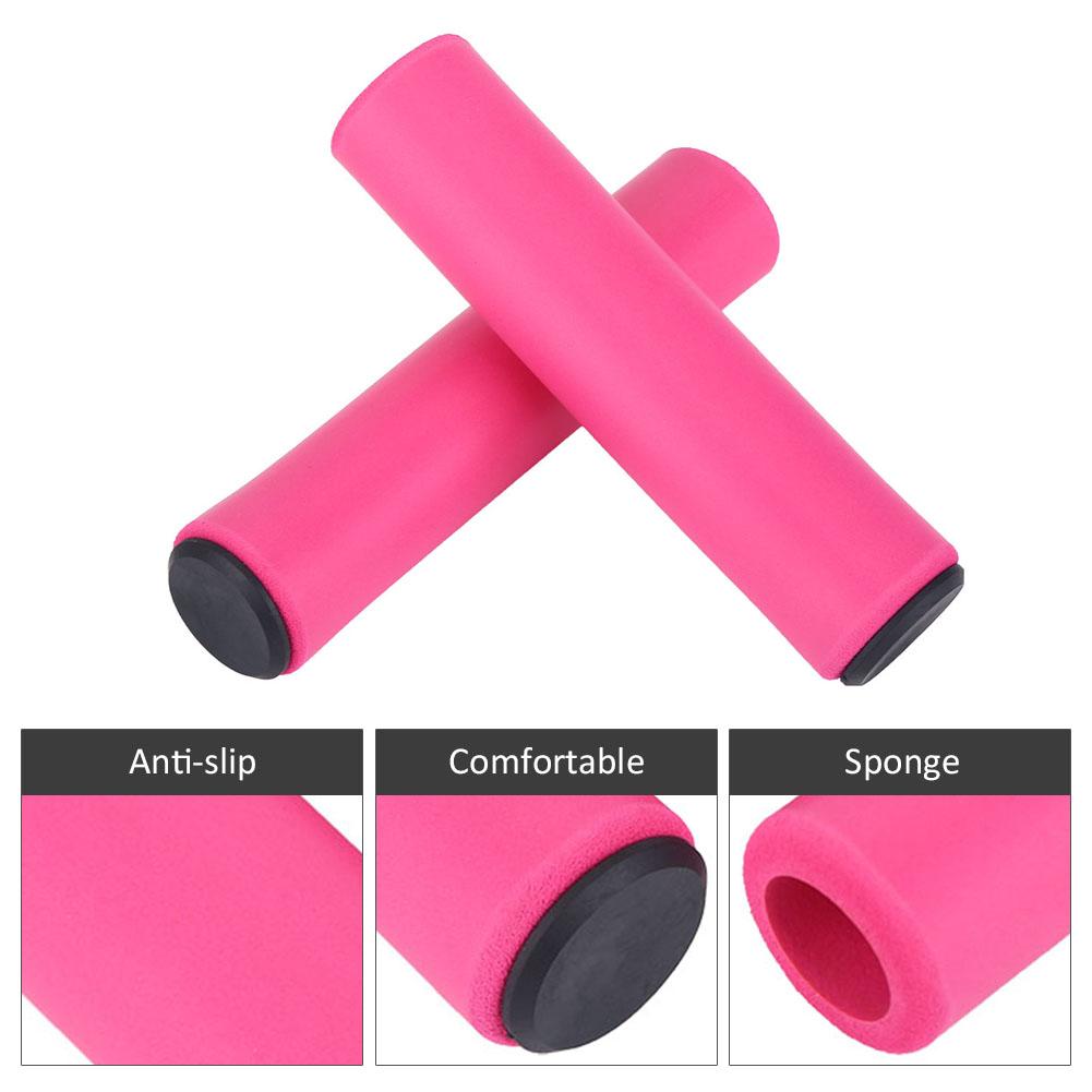 1Pair Set Bicycle Mountain Bike Handlebar Sponge Anti Skid Shock Absorbing Grip Cover Pink