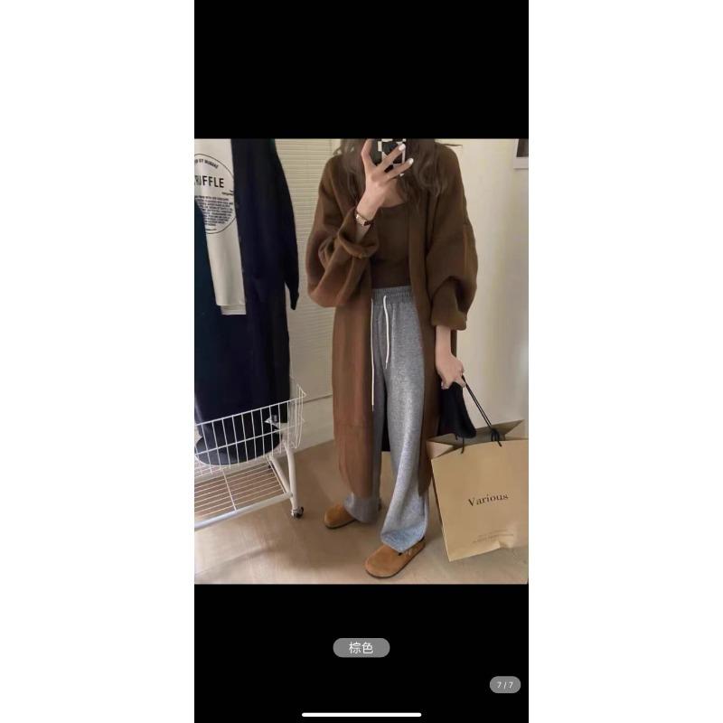 Женский кардиган-жакет свитер ретро ленивый ветер свободный средней длины пальто женский осенне-зимний новый толстый