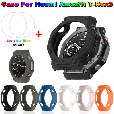 Защитный чехол из ТПУ + Стеклянная пленка Для умных часов Amazfit T-Rex 3 Чехол Мягкий силиконовый Бампер Оболочка Защита Huami Amazfit Trex3
