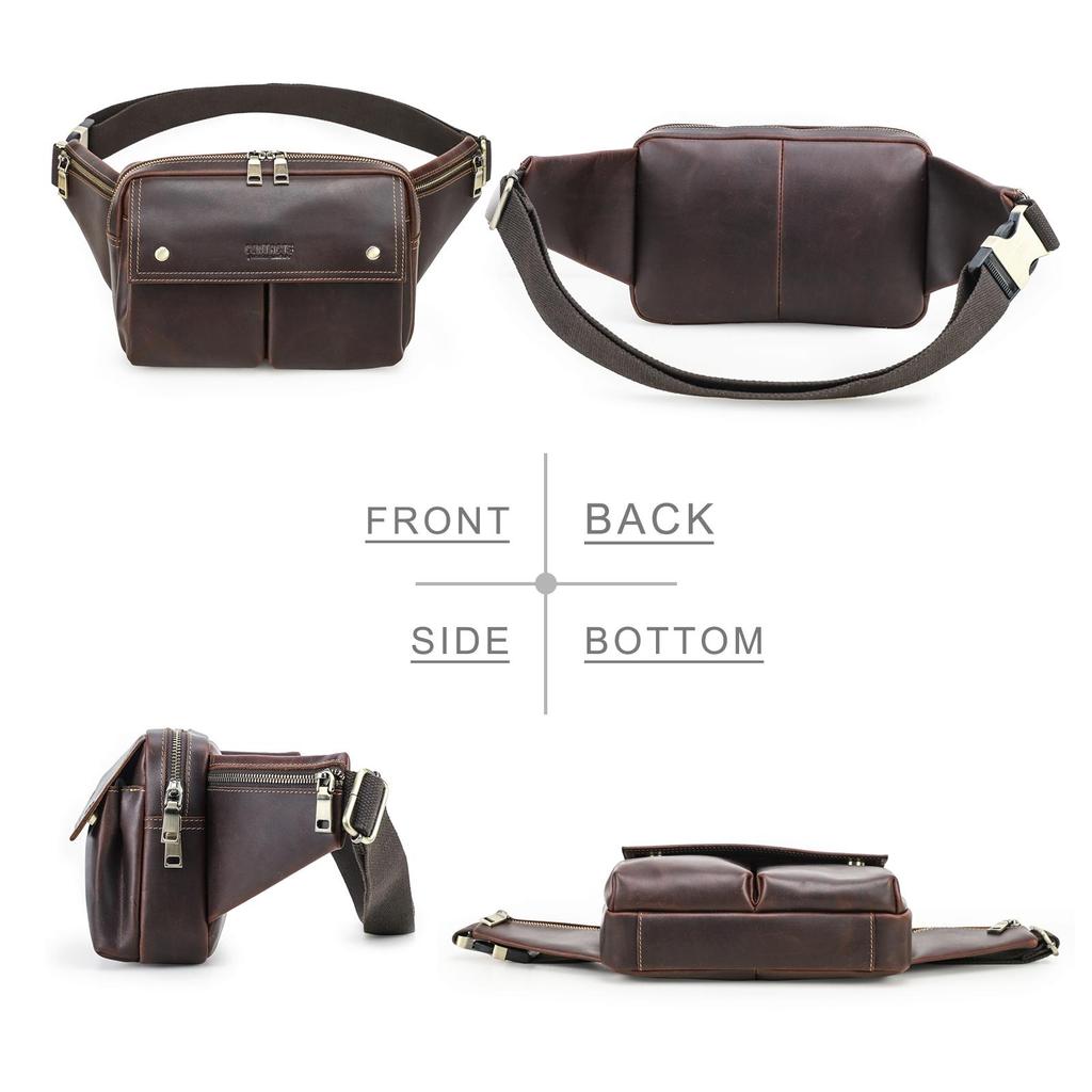 CONTACT'S Натуральная кожа Сумки через плечо для мужчин Повседневная дорожная сумка-слинг Сумка на плечо Мужская поясная сумка в стиле ретро Нагрудная сумка для мобильного телефона для мужчин