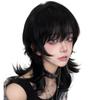 Sofeiyan Christmas Layered Black Wolf Mullet Wolf Small Harajuku Full Everyday Includes Wig Net Men's Wig, Tree-Like Design, Hair, Hair, Long,