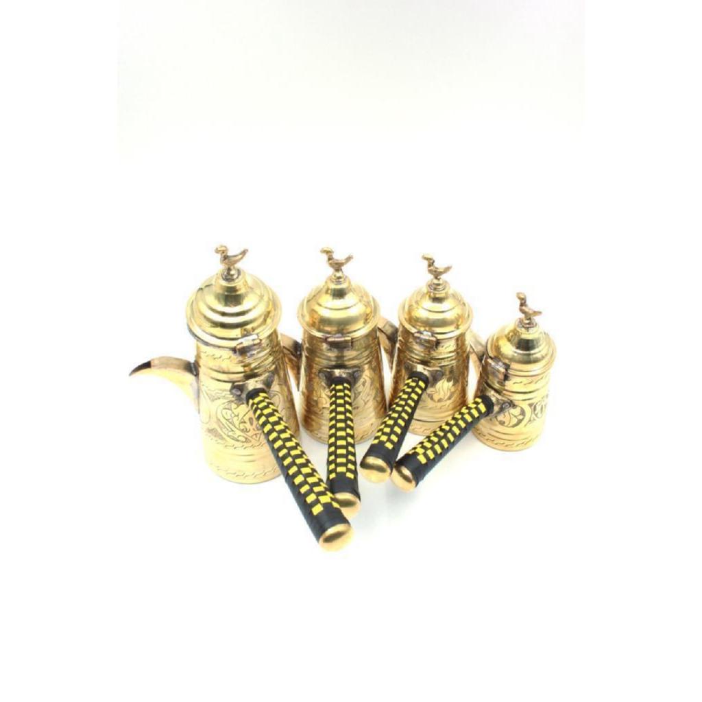 , Медный кофейник Mrra из 4 предметов желтого цвета