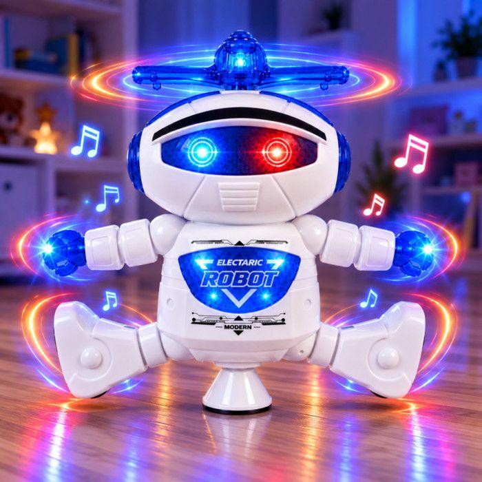 Jouet interactif - B&G INTERNATIONAL - Robot Danseur Son et Lumière 20 cm - Mouvements 360° - Son & lumières - Bleu/Blanc