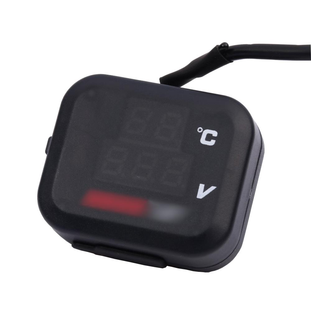 Motorcycle Digital Thermometer Voltmeter Temperature Voltage Display Gear Indicator With USB Charge Water Temp Meter Gauge
