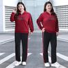 Плюс размер Женская осенняя мода спортивная новая иностранная толстовка с капюшоном для бега повседневный комплект из двух предметов