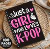 1pc Cute  Notebook-just A Girl Who Likes Spiral Magazine,  Black Korean Drama Fan Gift, 100 Pages Spiral Binding, Youth Notebook, School