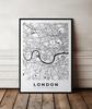Плакат карта план города лондон в черной раме