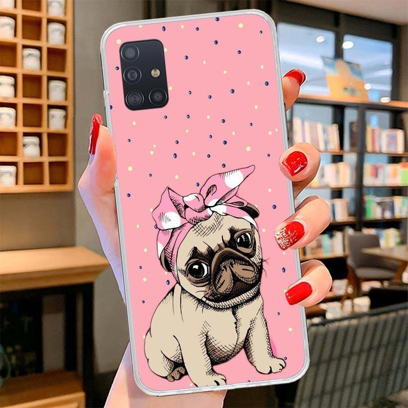 Love Pugs Cute Dog Cover Phone Case For Samsung Galaxy A12 A22 A32 A52 A72 A02S Phone Case Note 20 Ultra 10 S10 Plus A51 A71 A50