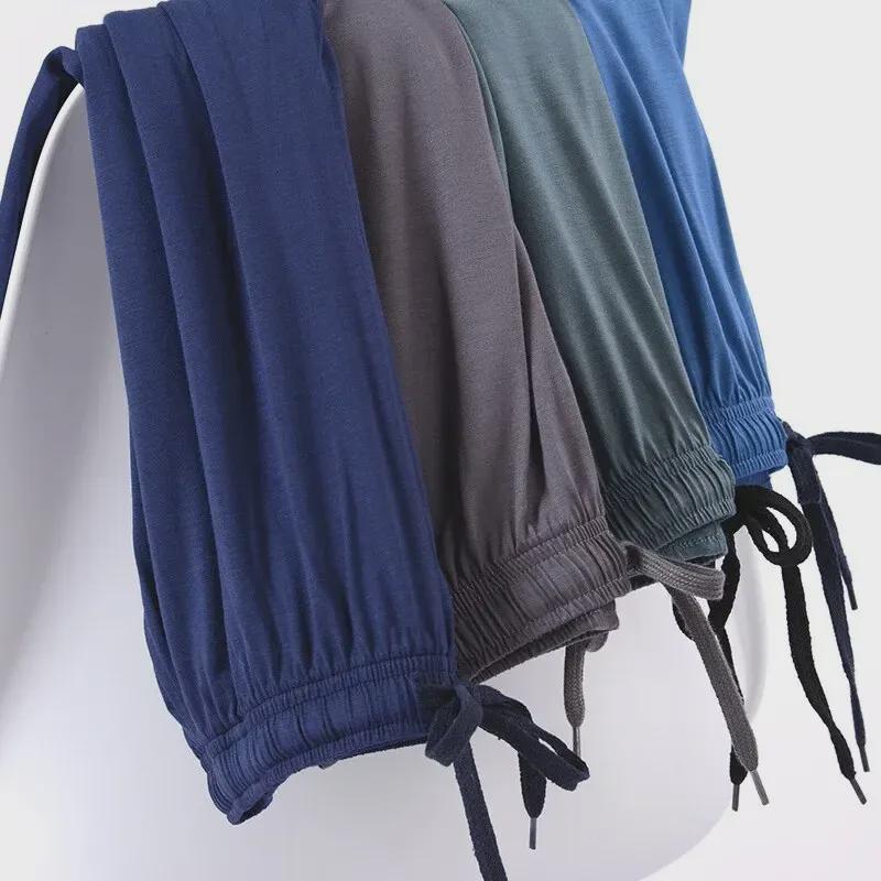 Мужские повседневные пижамные брюки из модала – свободные, тонкие домашние брюки для ношения в помещении и на улице