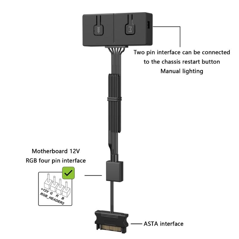 Конвертер 5V 3Pin ARGB в 12V 4Pin ARGB Конвертер 5V ARGB в 12V ARGB Ручной контроллер Передача Вентилятор корпуса