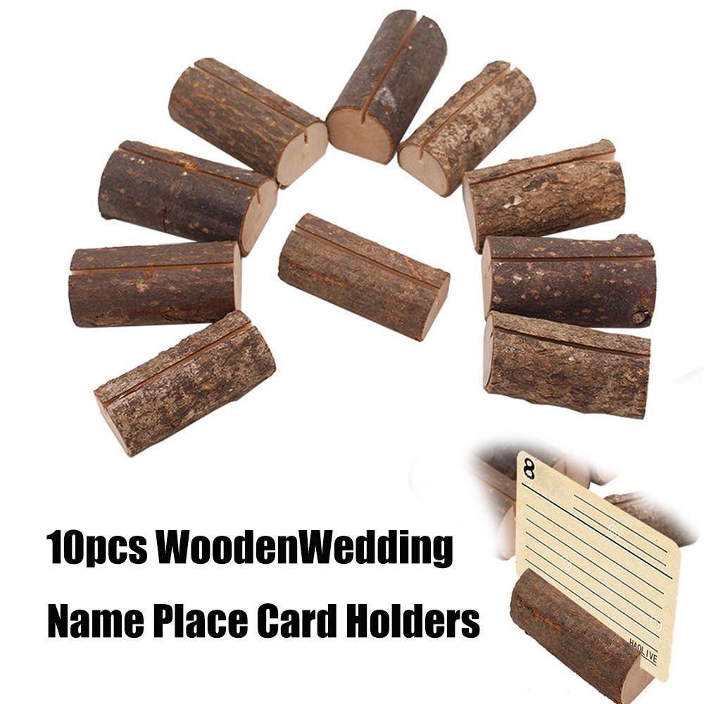 10Pcs Wedding Decoration Wooden Name Place Card Holders Table Menu Holder