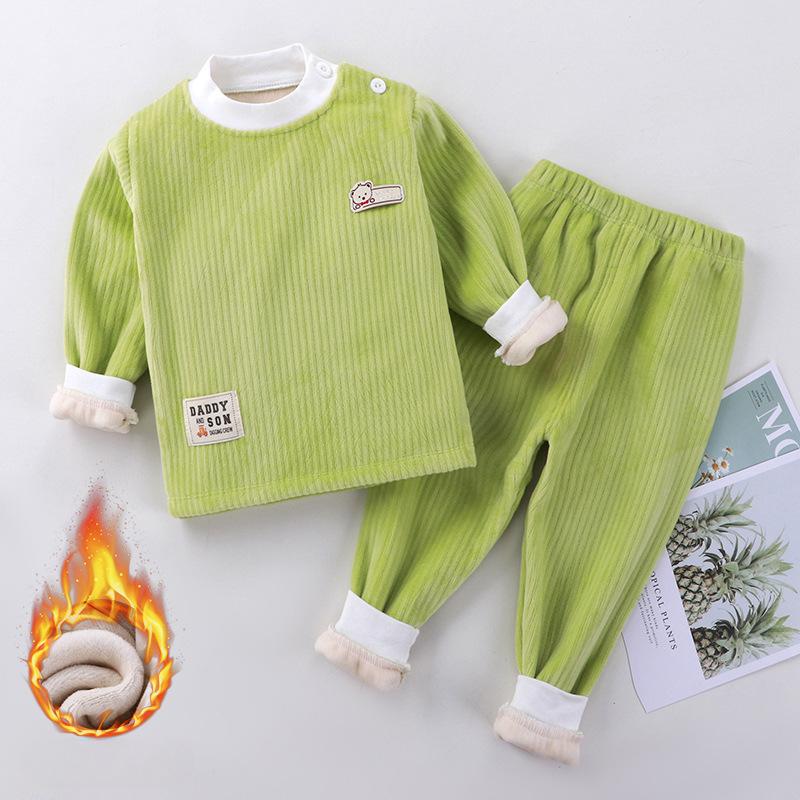 2 шт./компл. детский термокостюм с подкладкой, утолщенный, теплый, осенне-зимний, домашняя одежда, нижнее белье, костюм для девочек и мальчиков, пижама + штаны