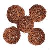 5-Pack Brown Color Wicker Rattan Balls - Decorative Orbs Spheres Craft DIY, Wedding Decoration,