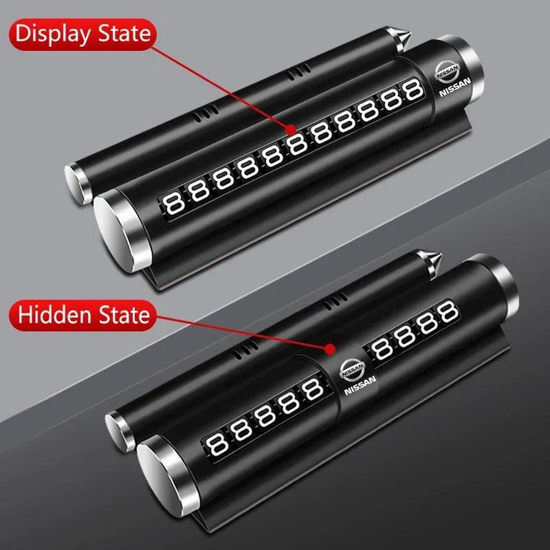 Металлическая временная парковочная карта для автомобиля Поворотная табличка с номером телефона Алюминиевые наклейки Для Nissan Nismo Micra Qashqai Altima Maxima Sentra