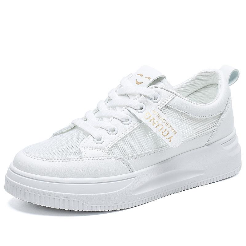 Маленькие белые туфли женские новинка весны 2025 года корейская версия универсальных повседневных женских туфель с ажурной сеткой и дышащей подошвой QR03-1