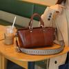 Retro First-layer Cowhide Women's Bag, New Genuine Leather Vegetable Tanned Leather, Portable Messenger Bag, Polished Soft Leather, Live Stream.