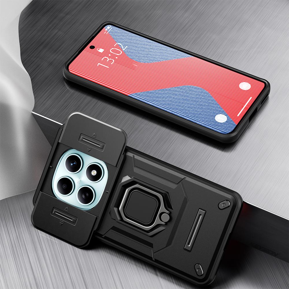 KEYSION Ударопрочный чехол для Xiaomi Redmi Note 15 Pro+ 5G Защита сдвижной камеры Металлическое кольцо-подставка Чехол для телефона для Redmi Note 15 4G 5G
