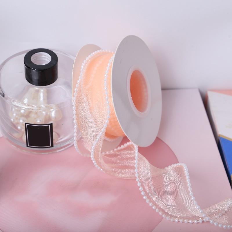 5 Yards Wrapping Ribbon DIY Mesh Gauze 4cm Fish Tail Yarn Solid Color Silk Pearl Edge Flower Bouquet Packaging