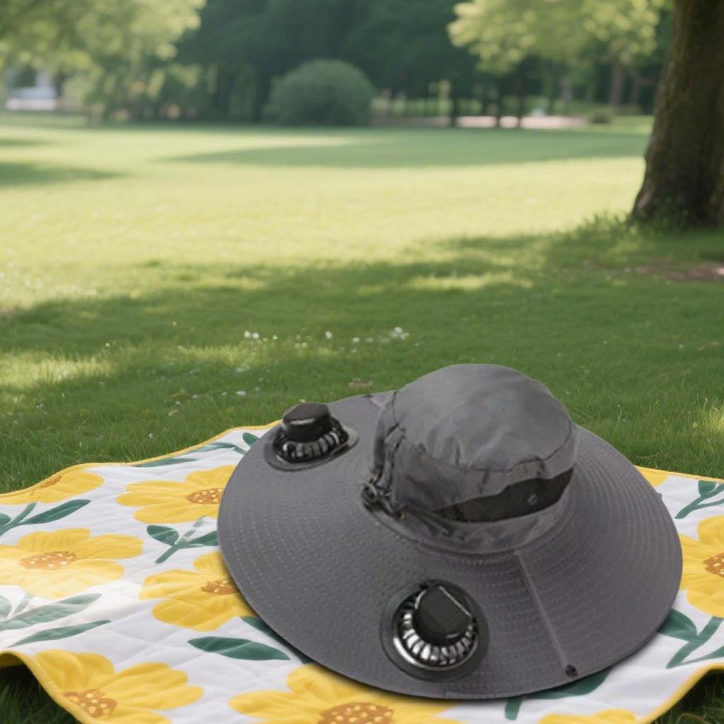 Bucket Cap with Cooling Feature and Solar Fan for Fishing