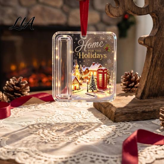 Christmas Tree Hanging Ornament Acrylic Money Holder Ornament, Cash Gift Decor with Display Festive Pattern, Pendant for Surprise Giving, Holiday