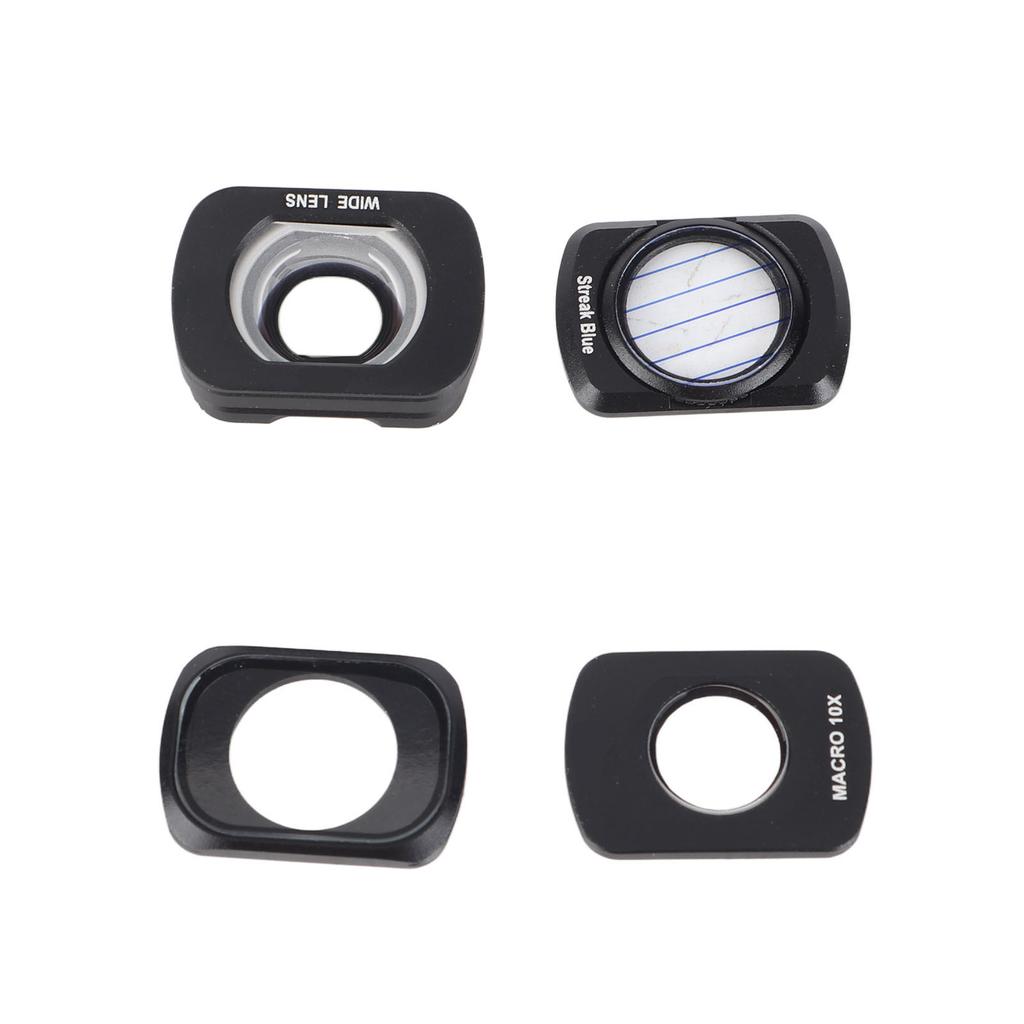 Комплект из 4 шт. фильтров для объектива камеры: 1x широкоугольный, 1x макрообъектив, 1x 1/4 белый софт, 1x синий фильтр с эффектом царапин для Osmo Pocket 3