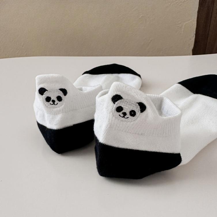 Женские носки вышитые мультяшные панды весенне-летние низкие с неглубоким вырезом противоскользящие хлопковые носки разноцветные короткие женские носки-лодочки
