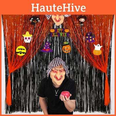 Новые украшения для Хэллоуина Макарон Дождь Занавес Фон Стена Набор Масок Ведьмы