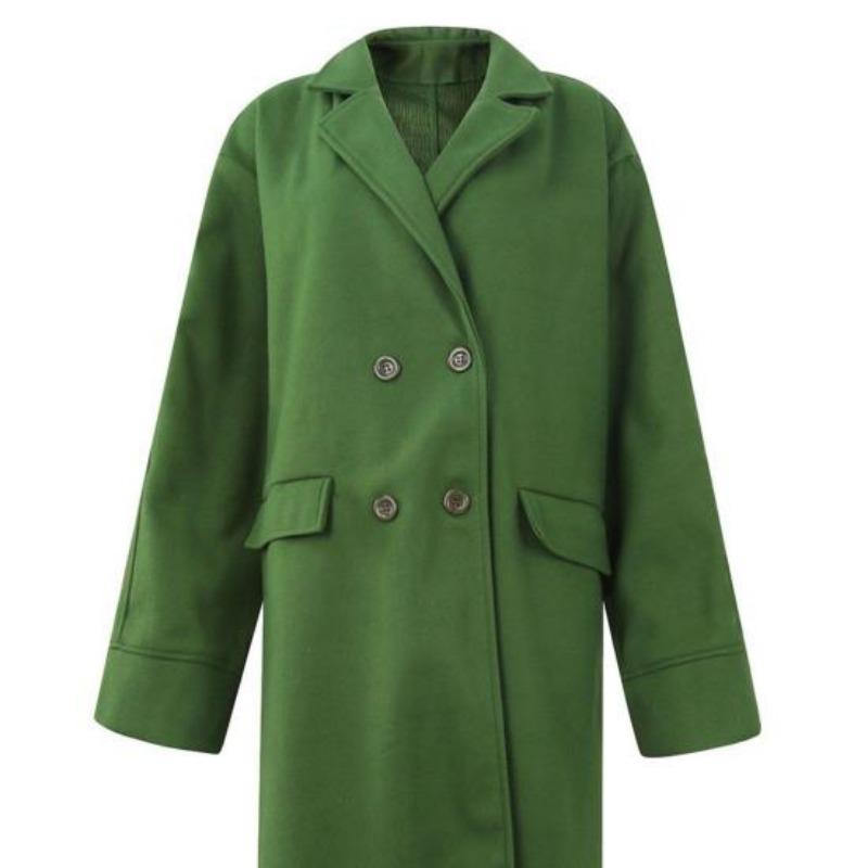 Женское пальто, утолщенное двубортное пальто, осенне-зимнее пальто с отложным воротником, однотонное теплое пальто