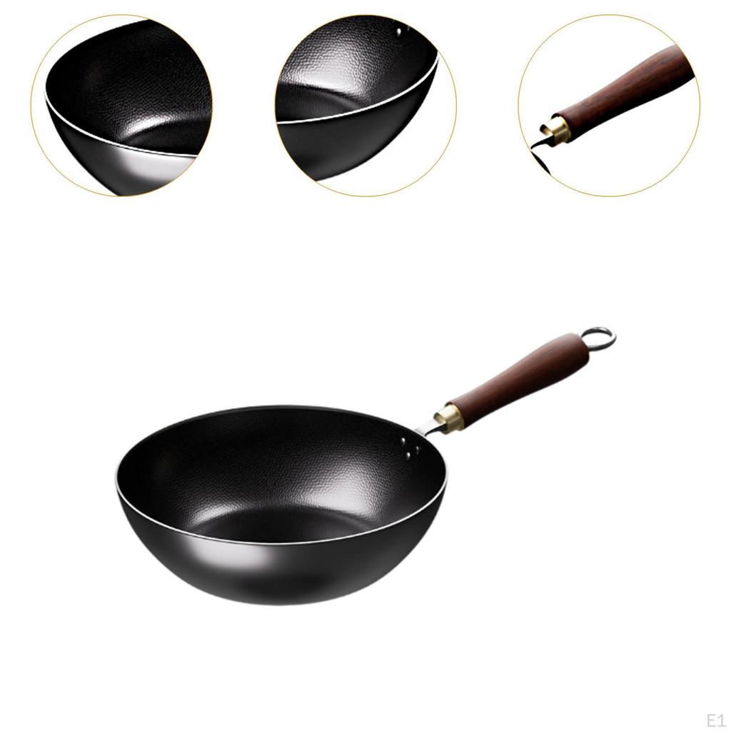 Компактный железный вок для приготовления пищи, простота обслуживания, традиционная сковорода для жарки на индукционной и газовой плите